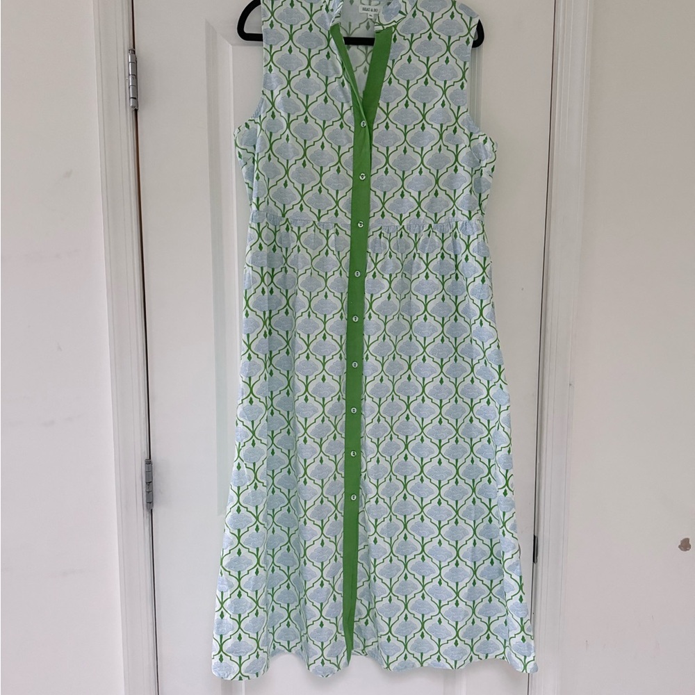 Green Patterned Button-Front Maxi Dress - image 6